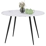 IDMarket - Amelia Esstisch, rund, 4 Personen, Marmoreffekt, Weiß, Alaska,...