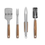 BURNHARD Grillbesteck-Set 4-TLG. 42 cm, Akazienholz Edelstahl, Grillzubehör mit...