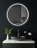 HOKO® Runder LED Bad Spiegel 60cm, LED beleuchtet Badezimmerspiegel rund mit...