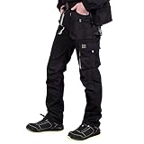 REIS Men's FORECO-T_BJS Work Utility Pants, Schwarz-Hellgrau, 52
