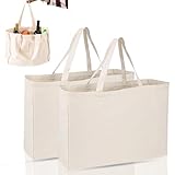 Coztie Baumwolltasche, 2 Stück Groß Einkaufstasche 45 x 35 cm Baumwollbeutel...