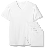 Amazon Essentials Herren Unterhemd mit V-Ausschnitt, 6er-Pack, Weiß, L