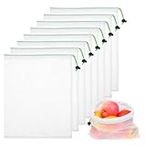 KALIONE 8 Stück Obst Gemüse Groß Netztasche Netz Wiederverwendbar...