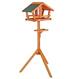 lionto Vogelhaus mit wetterfestem Dach, stabiles Vogelfutterhaus aus Holz mit...