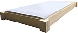 LIEGEWERK Massivholzbett Bodentiefes Designbett 140x200 Bett Holz 140 Holzbett...