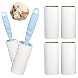 TNOMSNO Fusselrolle, Fusselrolle Tierhaare mit 2 Abroller und 6 Rollen,...