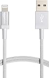 Amazon Basics – Verbindungskabel Lightning auf USB-A, Nylon-umflochten,...