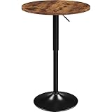 Yaheetech Runder Bartisch | Höhenverstellbar 69,5 91 cm | Stehtisch Bistrotisch...