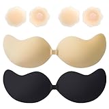 Kisvic Klebe BH Push up, 2 Stück Rückenfrei Trägerloser BH Kommen Sie mit 2...