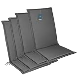 LILENO HOME Gartenstuhl Auflagen [4er Set - Hochlehner] in Anthrazit - Bequeme...