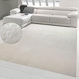 Teppich-Traum Designerteppich einfarbig, waschbar, Creme, Größe 140x200 cm