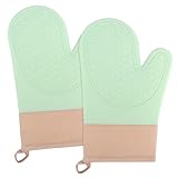 Ofenhandschuhe,2PCS Topflappen Silikon, Backofen Handschuhe eine Anti- Rutsch...