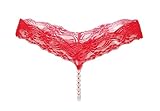 Generisch Perlen-String Spitze offen - Damen - One Size (S-L) - Rot - 1 Stück