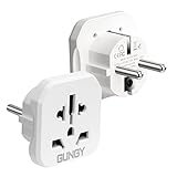 Reiseadapter Deutschland Reisestecker Reiseadapter Welt auf Europa Schuko Stecker zum Anschluss Ausländischer Geräte UK USA China Australien Stromadapter Stecker Weiß Typ E/F 2 Stück