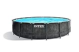Intex Unisex – Erwachsene Premium Frame Pool Set Prism Greywood Ø 457 x 122...