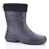 LEMIGO leichte Damen EVA Gummistiefel gefüttert Jessy (Dunkelgrau/Schwarz, 41...