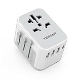 TESSAN Reiseadapter Weltweit, Universal Reisestecker mit 3 USB, 1 USB C und 1AC...