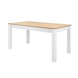 KHG Esstisch ausziehbar weiß Landhaus, Küchen-Tisch aus Holzwerkstoff weiß...