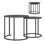 Outsunny 2er Set Beistelltisch Stapelbar Gartentisch Rund wetterfest Balkontisch...