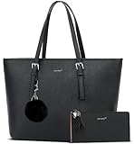 TANTOMI Handtasche Damen Set Schwarz Tasche Mit Geldbörse für Büro Schule...