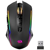 Redragon Gaming Maus Kabellose, RGB Wiederaufladbare Gaming-Maus mit 9 Macro...