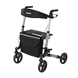 Sitwell Aluminium Rollator Faltbar Silber Gehhilfe inkl. Einkaufstasche...