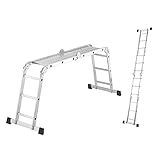 Hailo M60 Alu-Universalleiter - Kombileiter 4 x 3 Sprossen belastbar bis 150 kg...