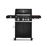 BURNHARD 3-Brenner Gasgrill FRED Deluxe Black Series 3 inkl. Backburner, 900°C...