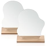 KUIZHEN Acryl Schminkspiegel, 2er Set Kosmetikspiegel mit Holzsockel Rahmenlose...