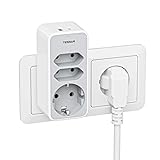 TESSAN Doppelstecker für Steckdose, 3 Fach Steckdosenadapter mit USB C 3600W,...