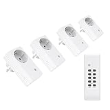 conecto Funksteckdosen Set (4x Funksteckdose, 1x Funkfernbedienung), Indoor,...