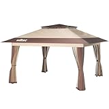 Wiltec Faltpavillon Moskitonetz 4 x 4 m beige, Gartenpavillon mit Rädern und...