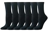 Amazon Essentials Damen Crew-Socken, Baumwolle, 6 Paar, Schwarz, 38.5-43