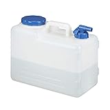 Relaxdays 15 L Wasserkanister, Ablasshahn, Schraubdeckel, tragbarer...