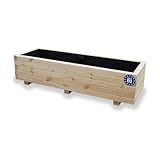 alfalux Hochbeet 120 x 40 x 30H cm mit 2X Wasserablauf Blumenkasten aus Holz...