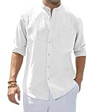 siliteelon Leinenhemd Langarm Stehkragen Herren Hemd Casual Sommer Businesshemd...