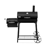 tepro BBQ Smoker Grill Biloxi, Holzkohle Grillwagen mit 2 Grillkammern, Räder...