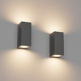 Klighten 2 Stück Dunkelgrau Wandleuchte Aussen Innen, Wasserdicht IP65 Modern...