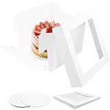 LUOJINYI Tortenbox Set, 25.5x25.5x20.5cm Kuchenbox mit Sichtfenster, 4 Stück...