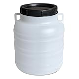plasteo® 10 Liter Weithalsfass mit Deckel und Henkel Rund Natur,...