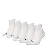 Puma Unisex Quarter Socken, Weiß, 39/42 (5er Pack)