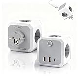 Steckdosenwürfel ohne Kabel 4 Steckdosen + 4 USB (2X USB-C, 2X USB-A)...