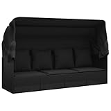 vidaXL Outdoor Loungebett, Verstellbar Gartensofa mit Kissen Dach, Sonnenliege...