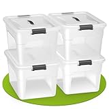 Juskys Aufbewahrungsbox mit Deckel - 4er Set Kunststoff Boxen 30l - Box groß,...