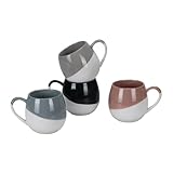 Hoikwo 450 ML Kaffeebecher Tasse 4er Set, Keramische Zweifarbig Glasierte Becher...