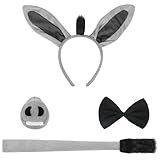 FXICH Esel Ohren Stirnband, Tierkostüm-Set mit Ohren und Schwanz, Verkleidung...