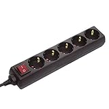 as - Schwabe 5-fach Steckdosenleiste schwarz mit Schalter 230 V / 16 A –...