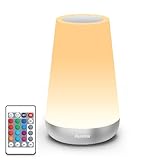 Auxmir Nachttischlampe Nachtlicht Touch Dimmbar mit 13 Farben und 5 Modi, LED...