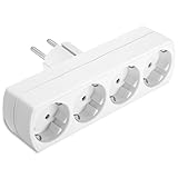 Steckdosenleiste mit 4 horizontalen Steckdosen - Steckdosenadapter mit...