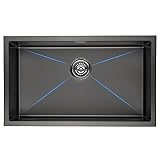 Lonheo Spülbecken Schwarz 74 x 44cm, Küchenspüle 1 becken, Spüle Edelstahl...
